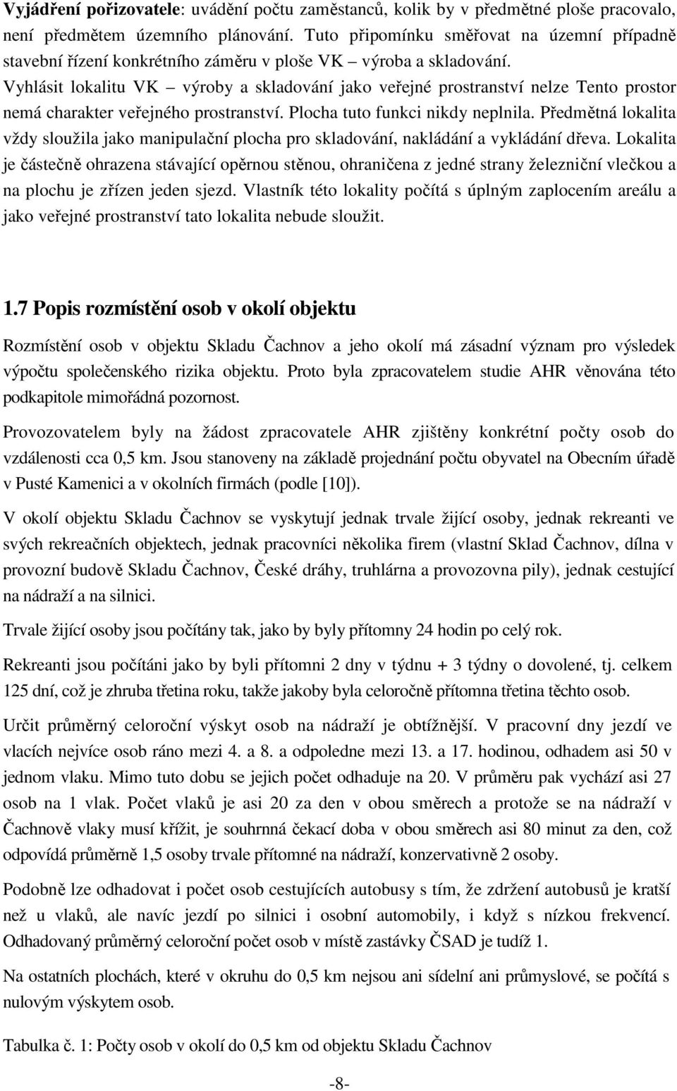 Vyhlásit lokalitu VK výroby a skladování jako veřejné prostranství nelze Tento prostor nemá charakter veřejného prostranství. Plocha tuto funkci nikdy neplnila.