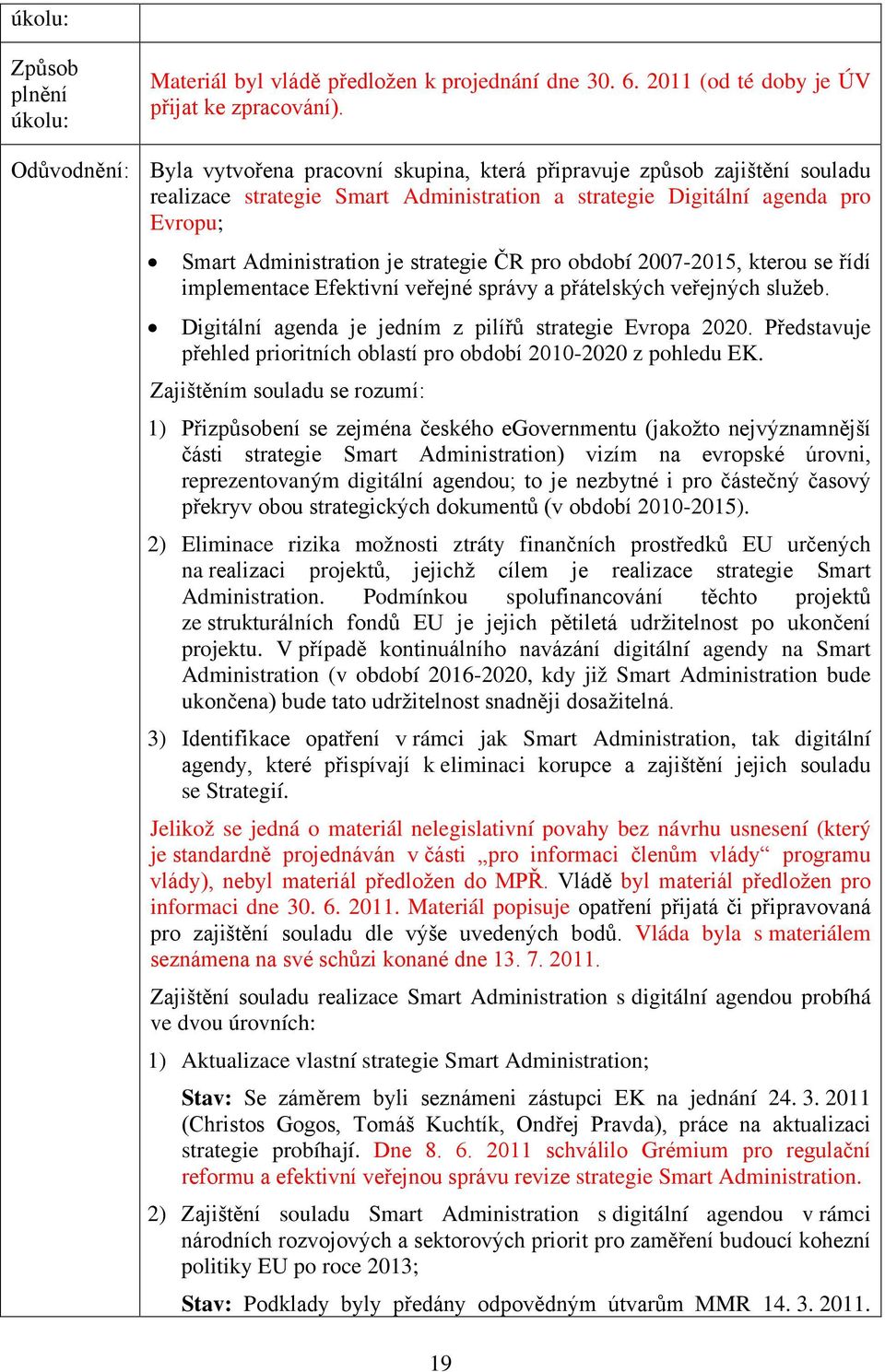 strategie ČR pro období 2007-2015, kterou se řídí implementace Efektivní veřejné správy a přátelských veřejných služeb. Digitální agenda je jedním z pilířů strategie Evropa 2020.