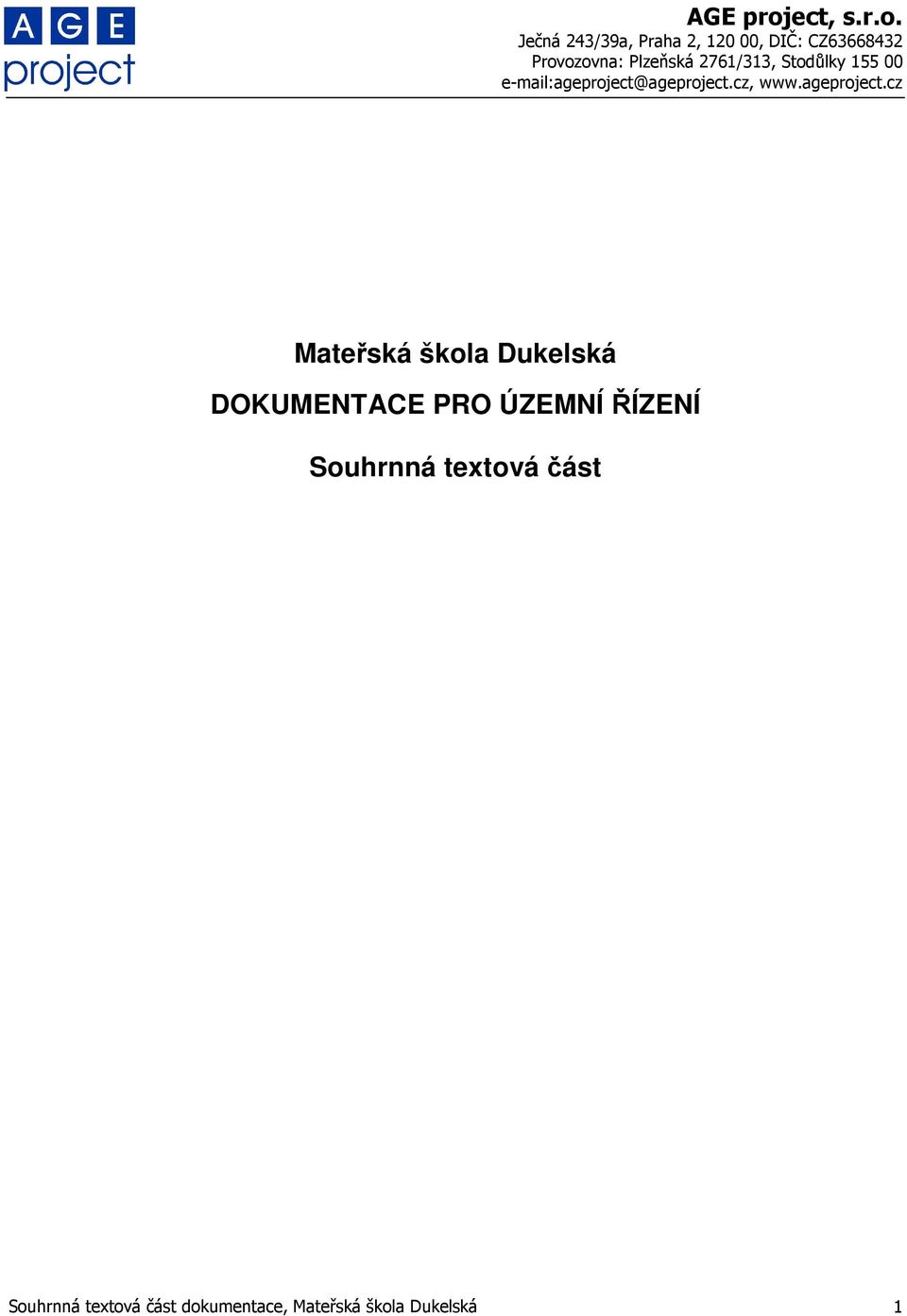 Souhrnná textová část Souhrnná