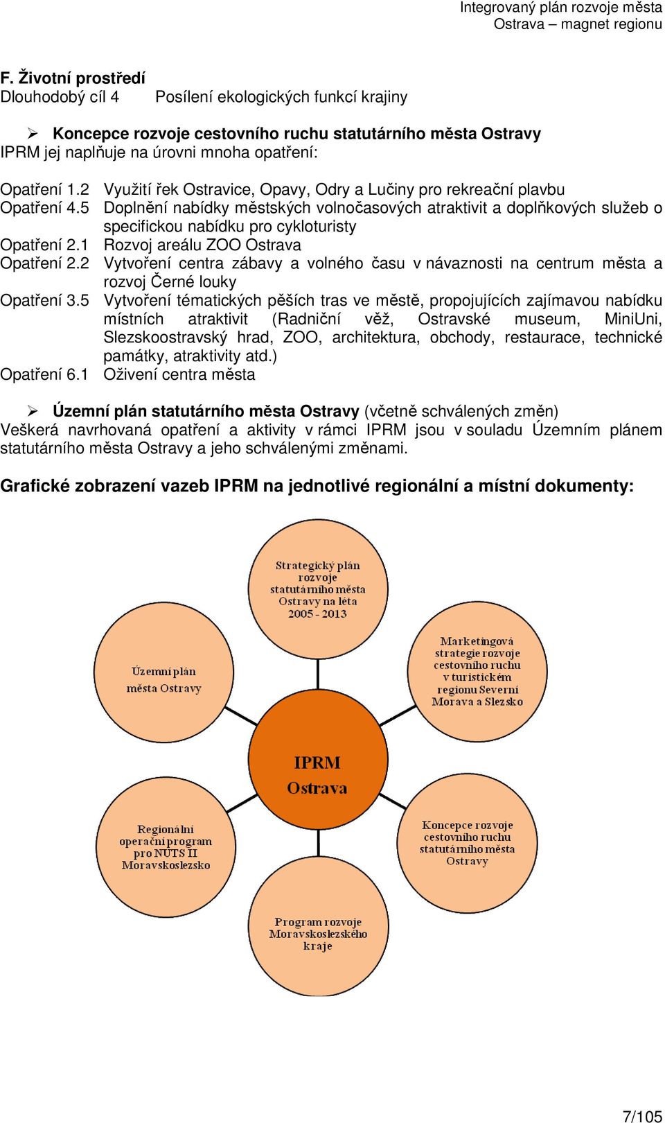 5 Doplnění nabídky městských volnočasových atraktivit a doplňkových služeb o specifickou nabídku pro cykloturisty Opatření 2.1 Rozvoj areálu ZOO Ostrava Opatření 2.