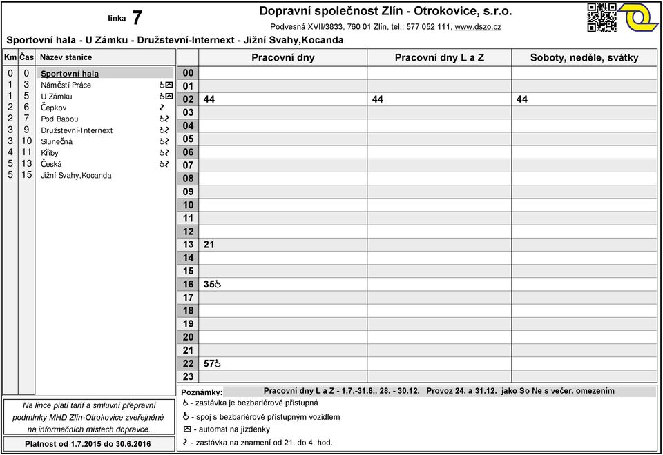 omezením - zastávka je bezbariérově přístupná -