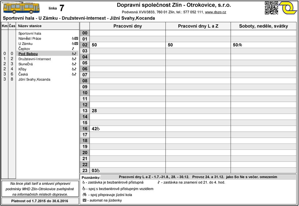 omezením - zastávka je bezbariérově přístupná - zastávka na