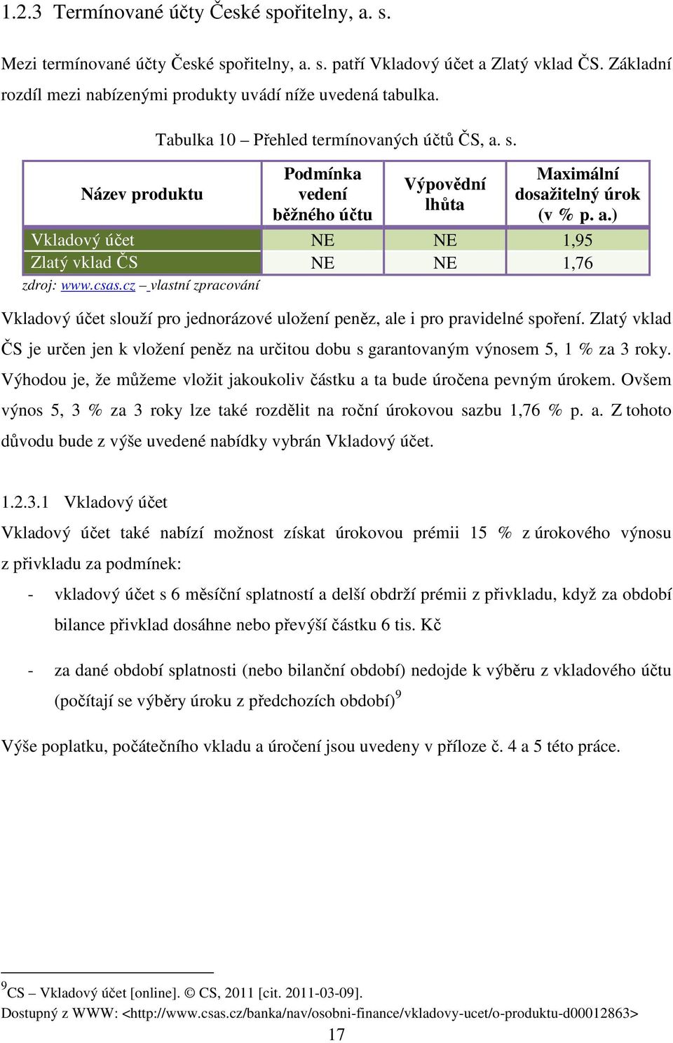 csas.cz vlastní zpracování Vkladový účet slouží pro jednorázové uložení peněz, ale i pro pravidelné spoření.