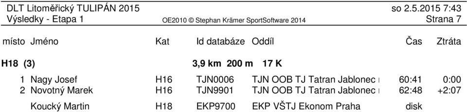 Novotný Marek H16 TJN9901 TJN OOB TJ Tatran Jablonec