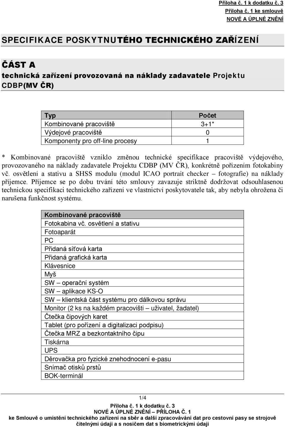 Výdejové pracoviště 0 Komponenty pro off-line procesy 1 * Kombinované pracoviště vzniklo změnou technické specifikace pracoviště výdejového, provozovaného na náklady zadavatele Projektu CDBP (MV ČR),
