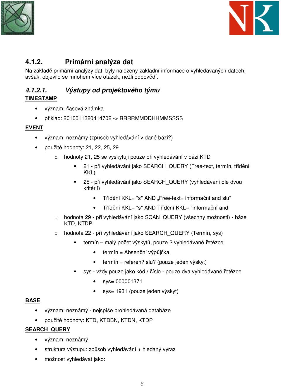 SEARCH_QUERY (vyhledávání dle dvou kritérií) Třídění KKL= "s" AND Free-text= informační and slu Třídění KKL= "s" AND Třídění KKL= "informační and o hodnota 29 - při vyhledávání jako SCAN_QUERY