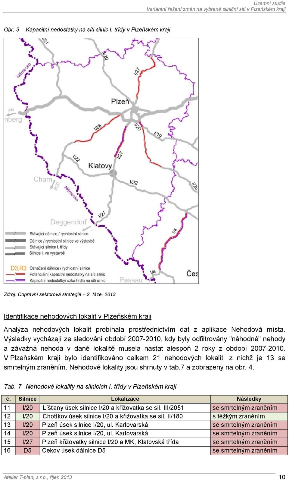 Výsledky vycházejí ze sledování období 2007-2010, kdy byly odfiltrovány "náhodné" nehody a závažná nehoda v dané lokalitě musela nastat alespoň 2 roky z období 2007-2010.