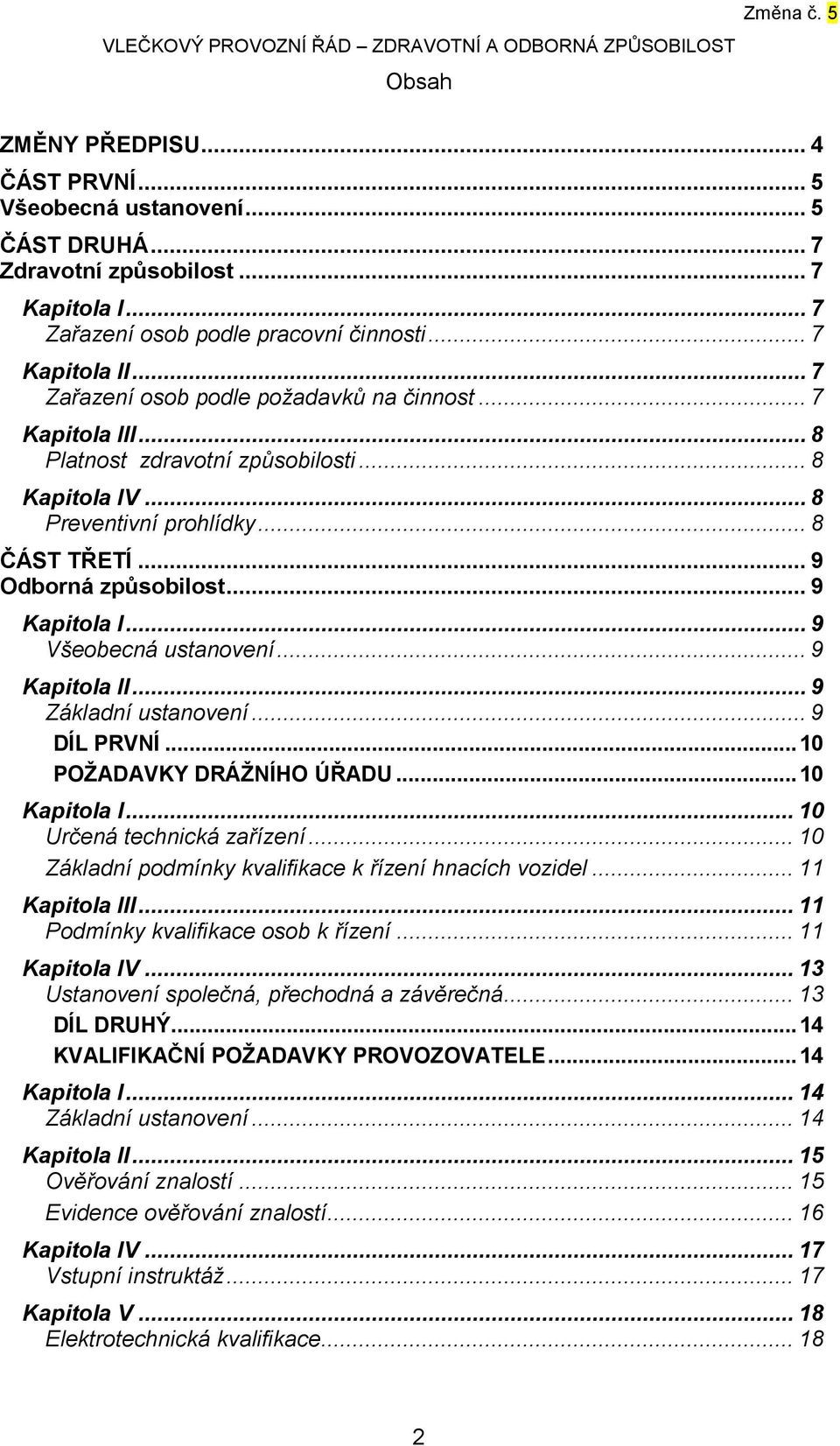 .. 9 Všeobecná ustanovení... 9 Kapitola II... 9 Základní ustanovení... 9 DÍL PRVNÍ... 10 POŽADAVKY DRÁŽNÍHO ÚŘADU... 10 Kapitola I... 10 Určená technická zařízení.