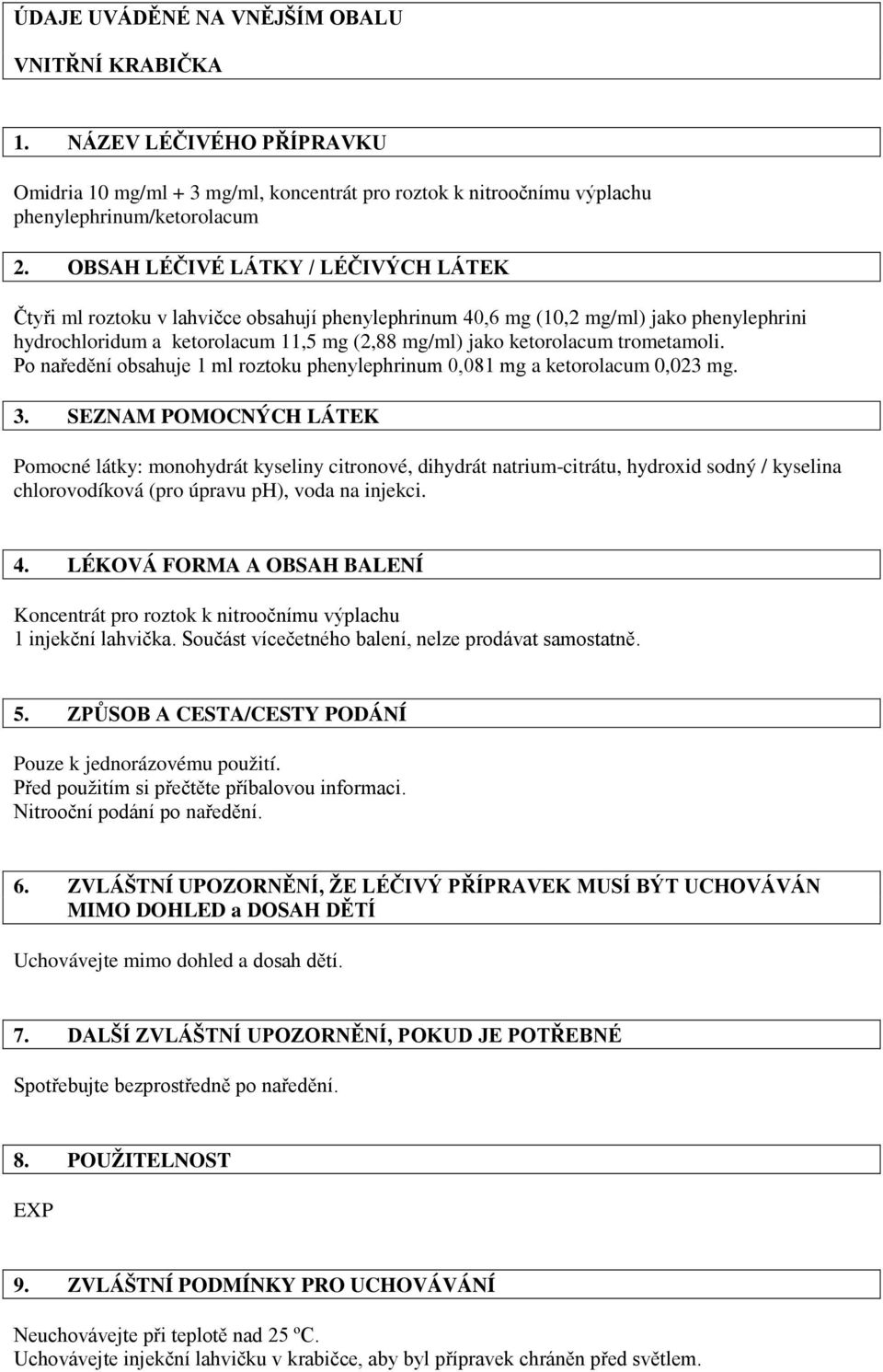 trometamoli. Po naředění obsahuje 1 ml roztoku phenylephrinum 0,081 mg a ketorolacum 0,023 mg. 3.