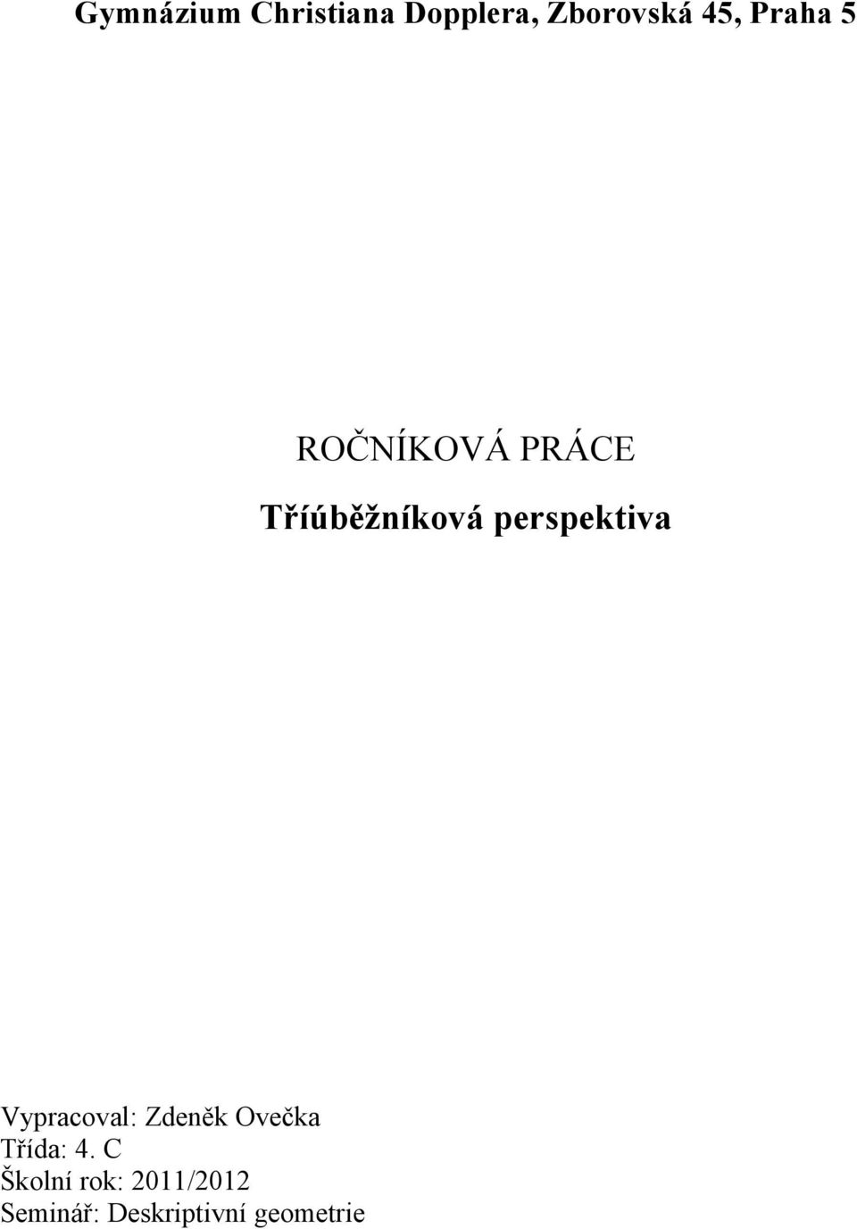 perspektiva Vypracoval: Zdeněk Ovečka Třída: 4.