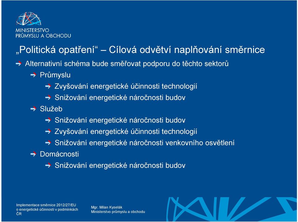 náročnosti budov Služeb Snižování energetické náročnosti budov Zvyšování energetické účinnosti