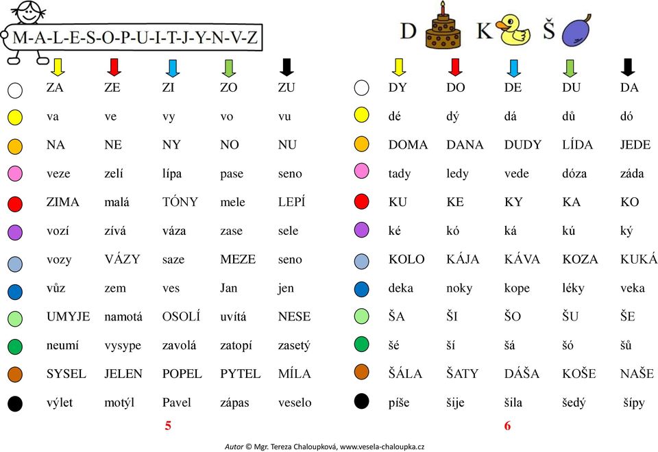 výlet motýl Pavel zápas veselo 5 DY DO DE DU DA dé dý dá dŧ dó DOMA DANA DUDY LÍDA JEDE tady ledy vede dóza záda KU KE KY KA KO ké