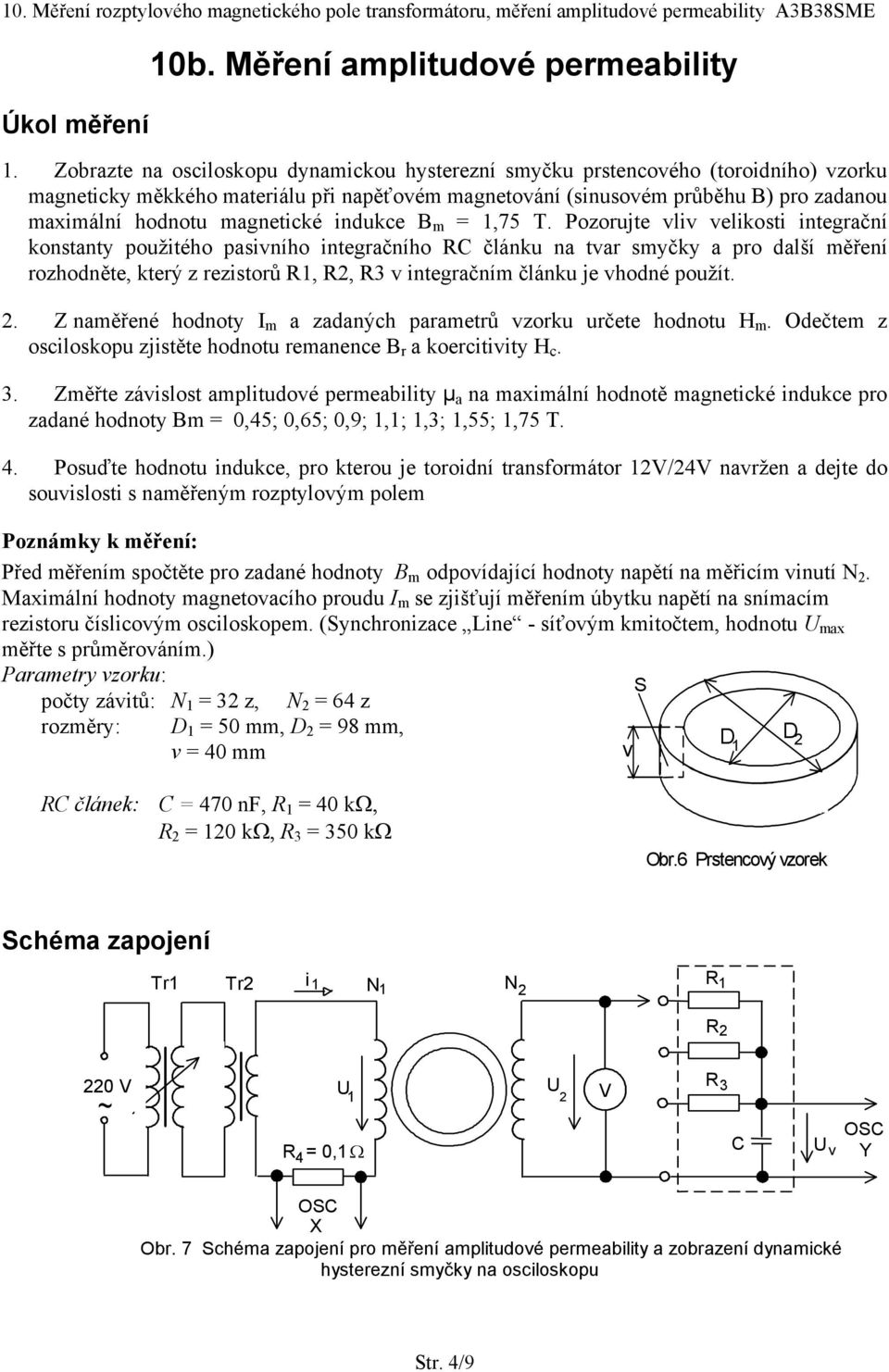 indukce B m =,75 T.