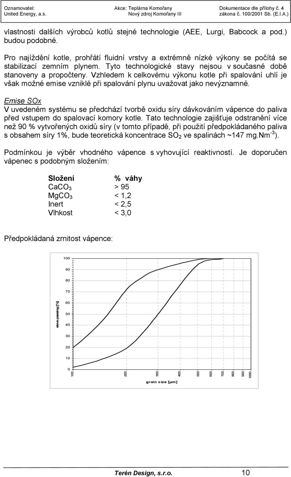 Vzhledem k celkovému výkonu kotle při spalování uhlí je však možné emise vzniklé při spalování plynu uvažovat jako nevýznamné.