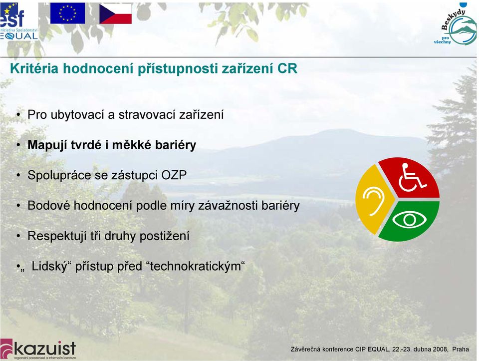 zástupci OZP Bodové hodnocení podle míry závažnosti bariéry