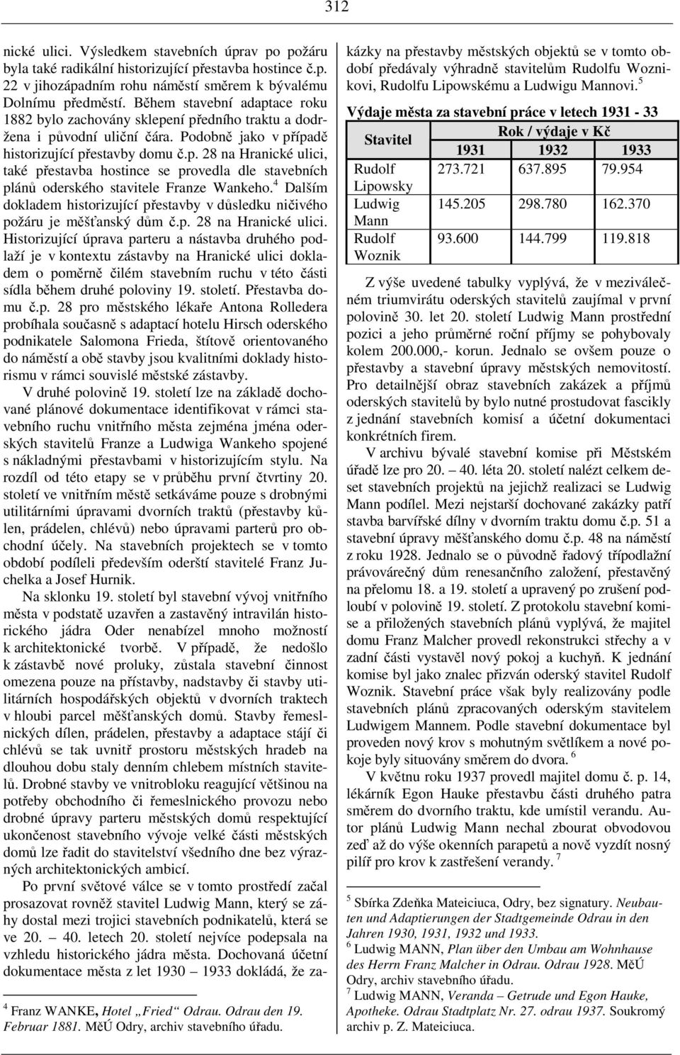 4 Dalším dokladem historizující přestavby v důsledku ničivého požáru je měšťanský dům č.p. 28 na Hranické ulici.