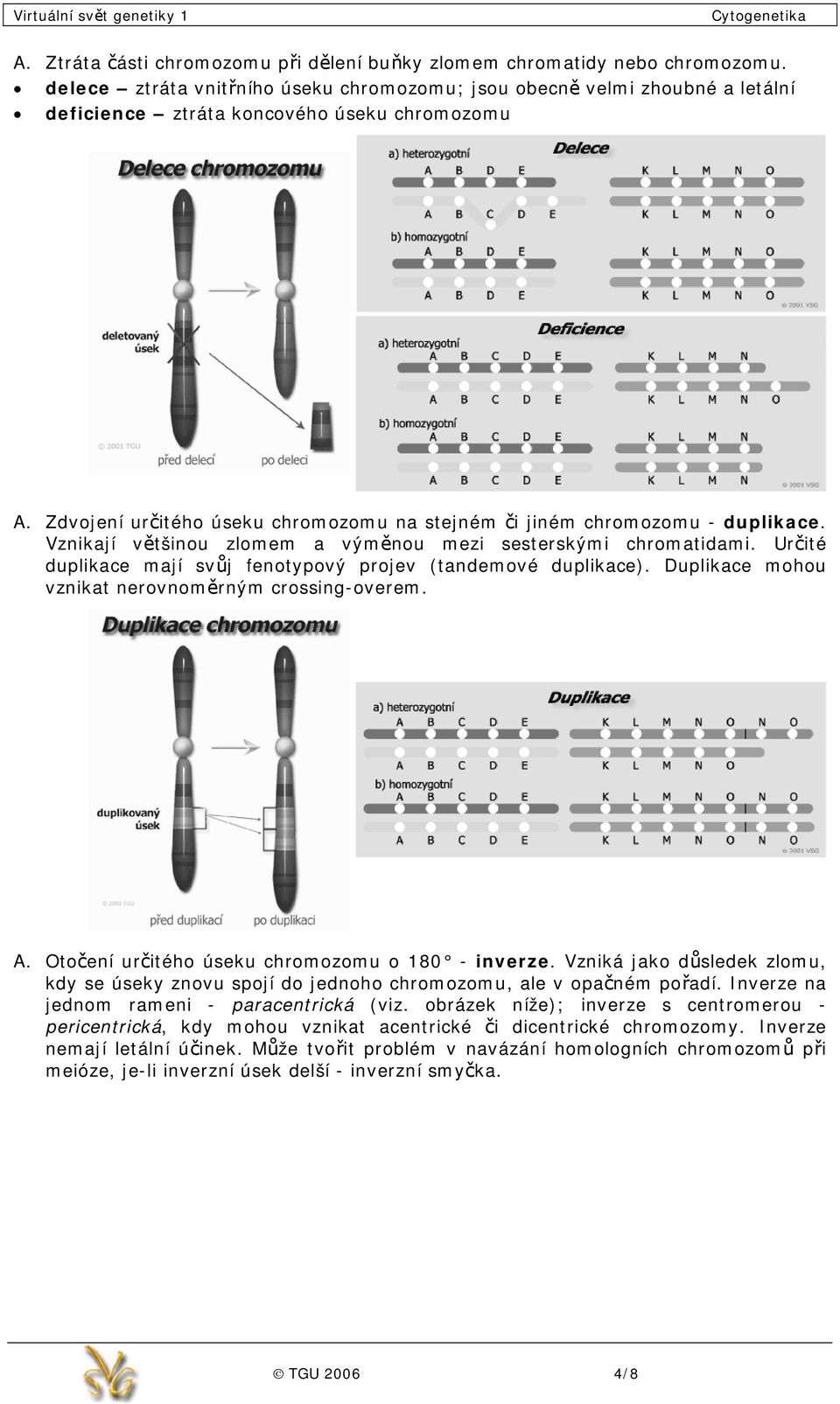 Zdvojení určitého úseku chromozomu na stejném či jiném chromozomu - duplikace. Vznikají většinou zlomem a výměnou mezi sesterskými chromatidami.