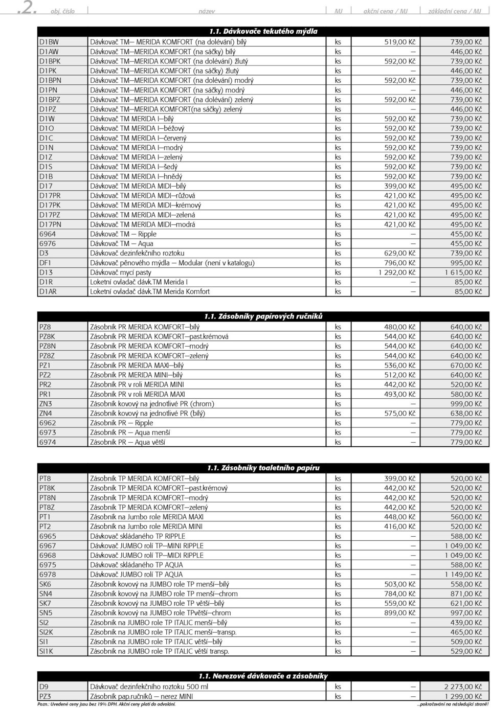 (na dolévání) žlutý ks 592,00 Kè 739,00 Kè D1PK Dávkovaè TM-MERIDA KOMFORT (na sáèky) žlutý ks - 446,00 Kè D1BPN Dávkovaè TM-MERIDA KOMFORT (na dolévání) modrý ks 592,00 Kè 739,00 Kè D1PN Dávkovaè