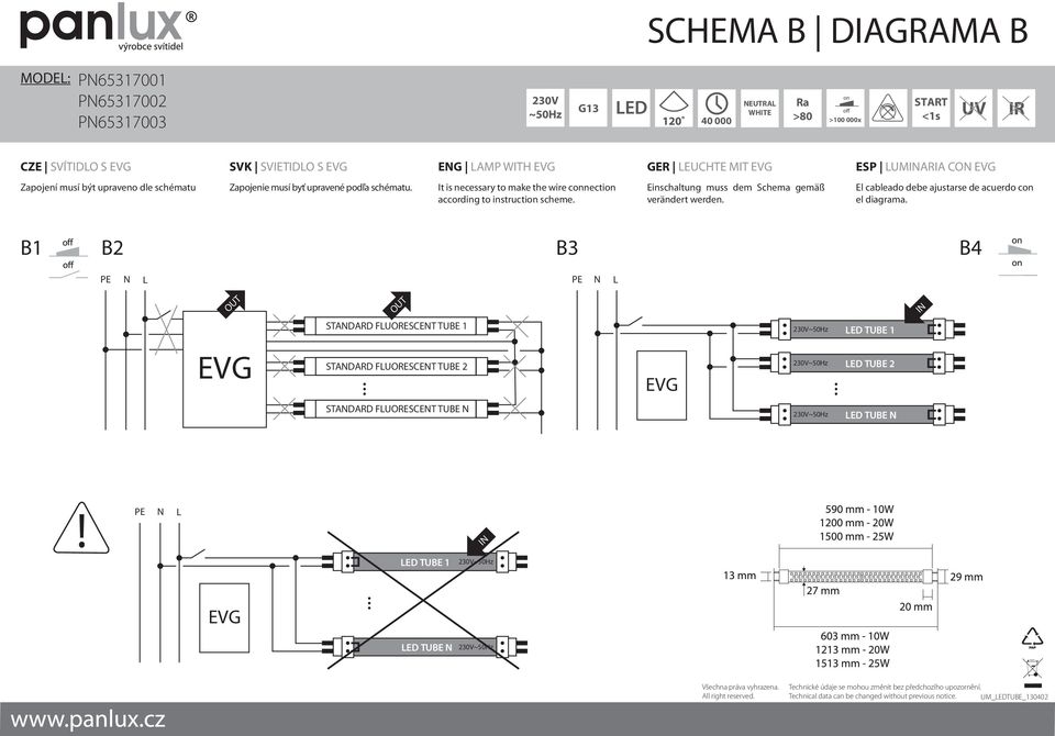 Einschaltung muss dem Schema gemäß verändert werden. ESP LUMARIA CON El cableado debe ajustarse de acuerdo con el diagrama.