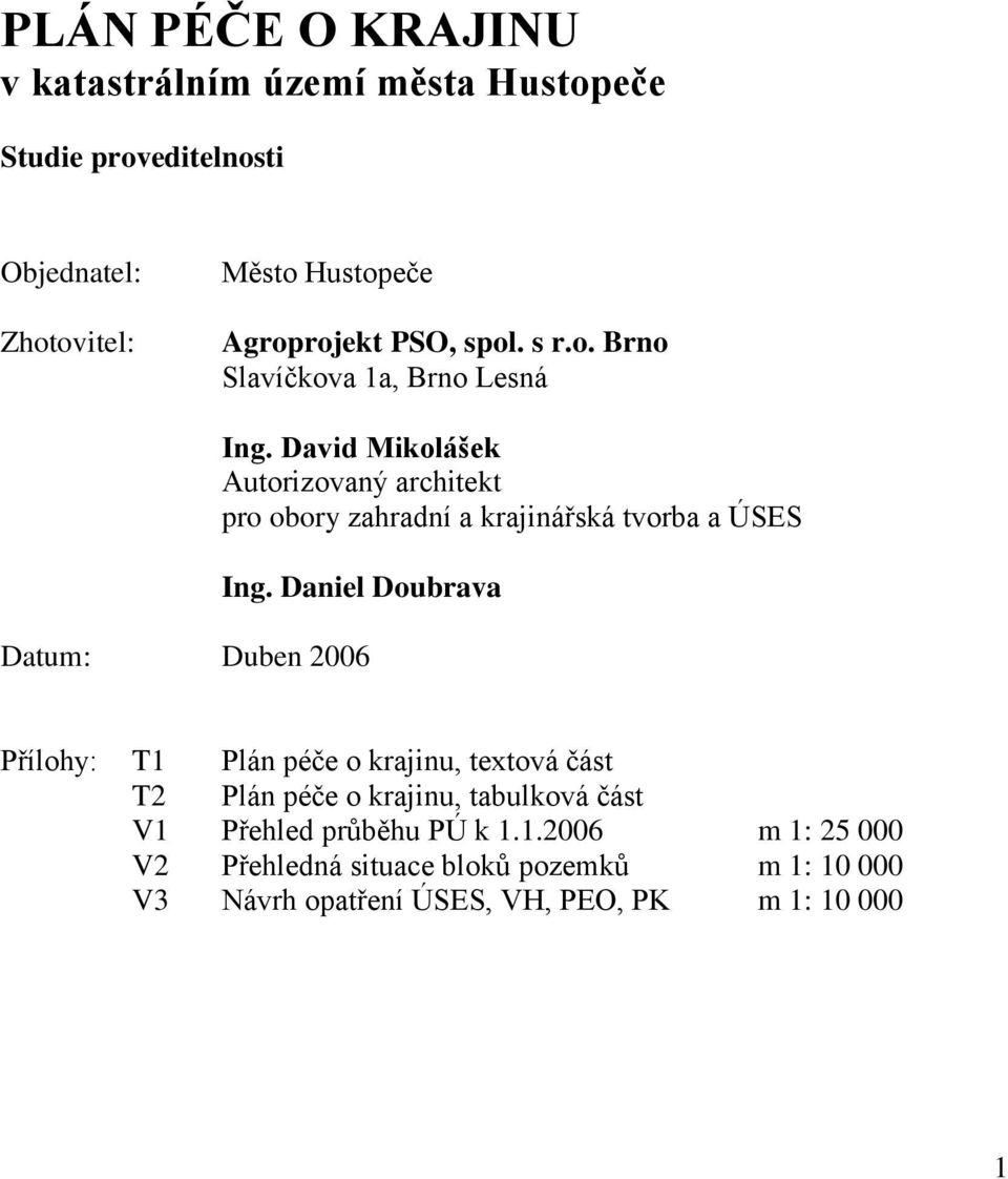 David Mikolášek Autorizovaný architekt pro obory zahradní a krajinářská tvorba a ÚSES Ing.