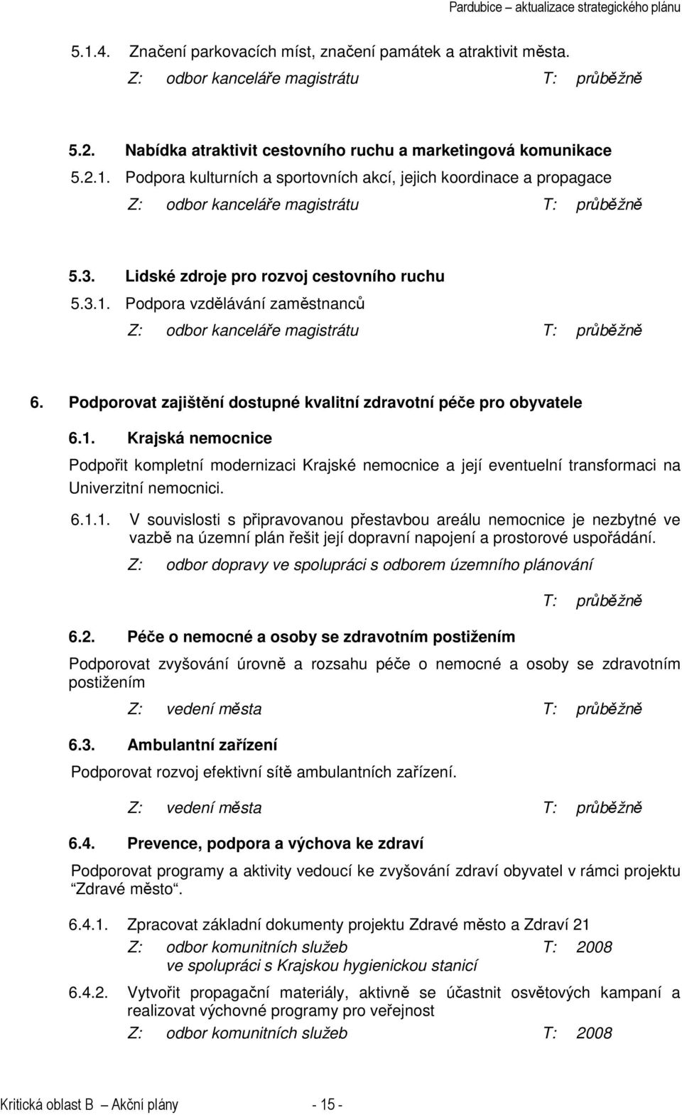 6.1.1. V souvislosti s připravovanou přestavbou areálu nemocnice je nezbytné ve vazbě na územní plán řešit její dopravní napojení a prostorové uspořádání.