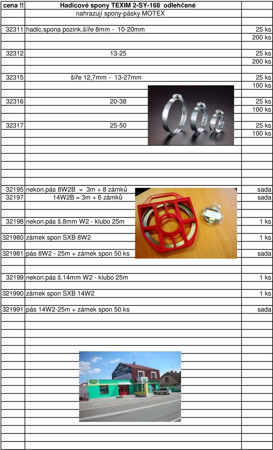 nekon.pás 8W2B = 3m + 8 zámků sada 32197 14W2B = 3m + 6 zámků sada 32198 nekon.pás š.