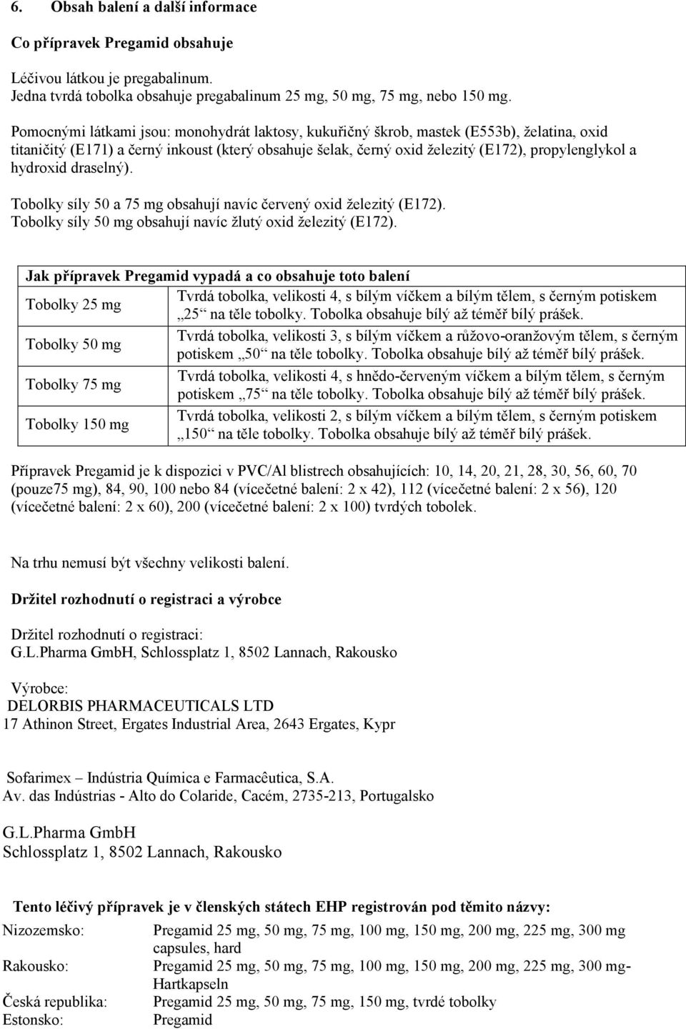 hydroxid draselný). Tobolky síly 50 a 75 mg obsahují navíc červený oxid železitý (E172). Tobolky síly 50 mg obsahují navíc žlutý oxid železitý (E172).