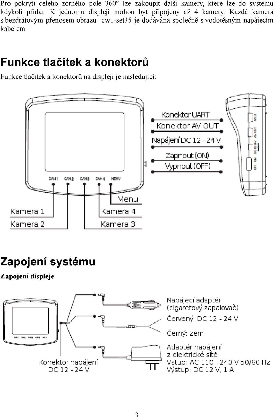 Každá kamera s bezdrátovým přenosem obrazu cw1-set35 je dodávána společně s vodotěsným