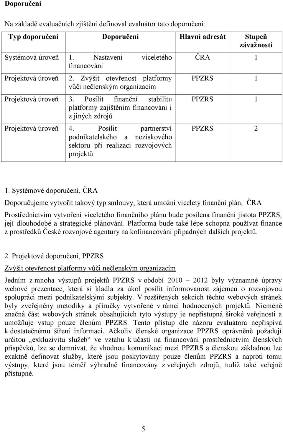 Posílit finanční stabilitu platformy zajištěním financování i z jiných zdrojů Projektová úroveň 4.