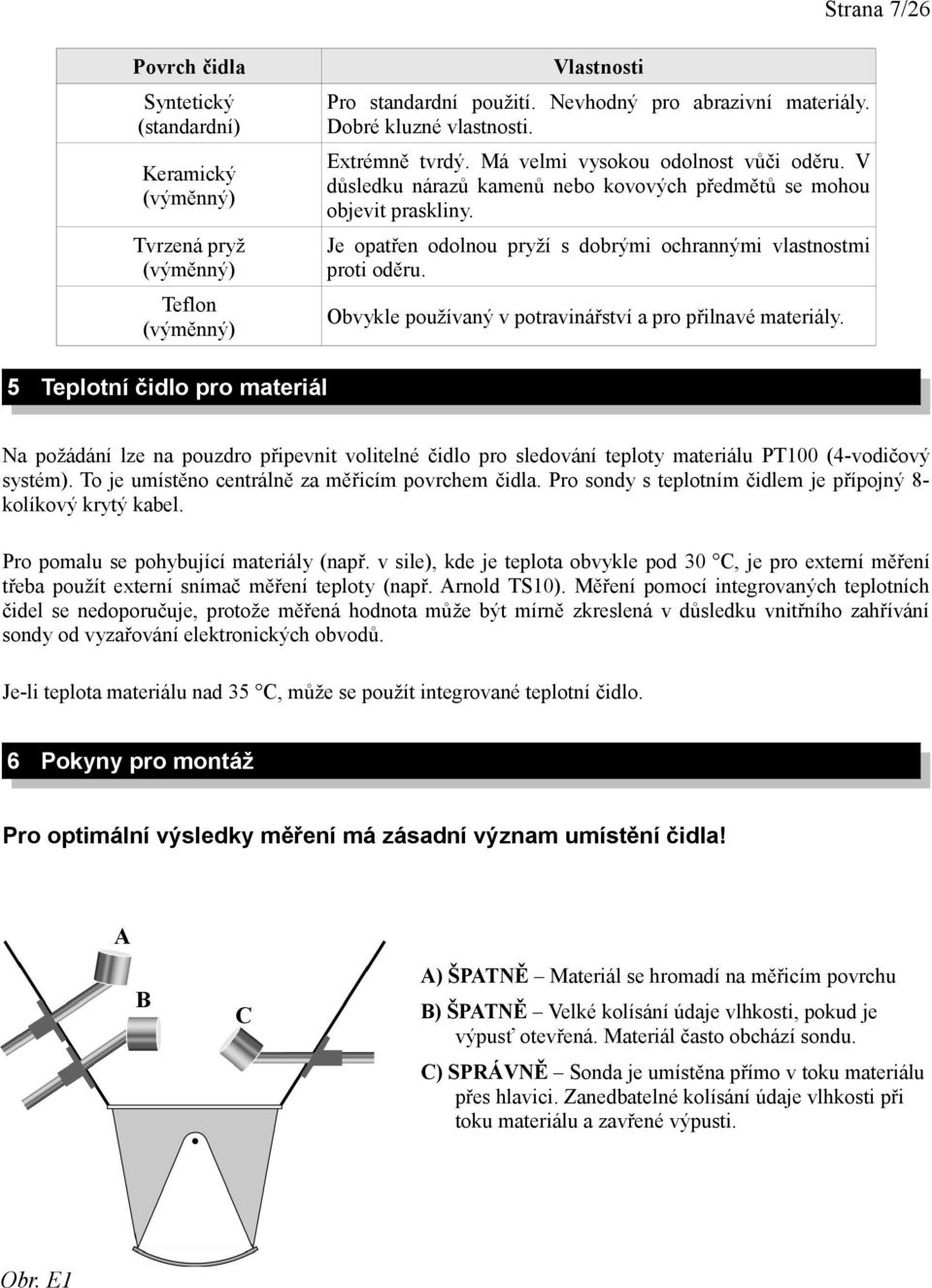 Tvrzená pryž (výměnný) Je opatřen odolnou pryží s dobrými ochrannými vlastnostmi proti oděru. Teflon (výměnný) Obvykle používaný v potravinářství a pro přilnavé materiály.