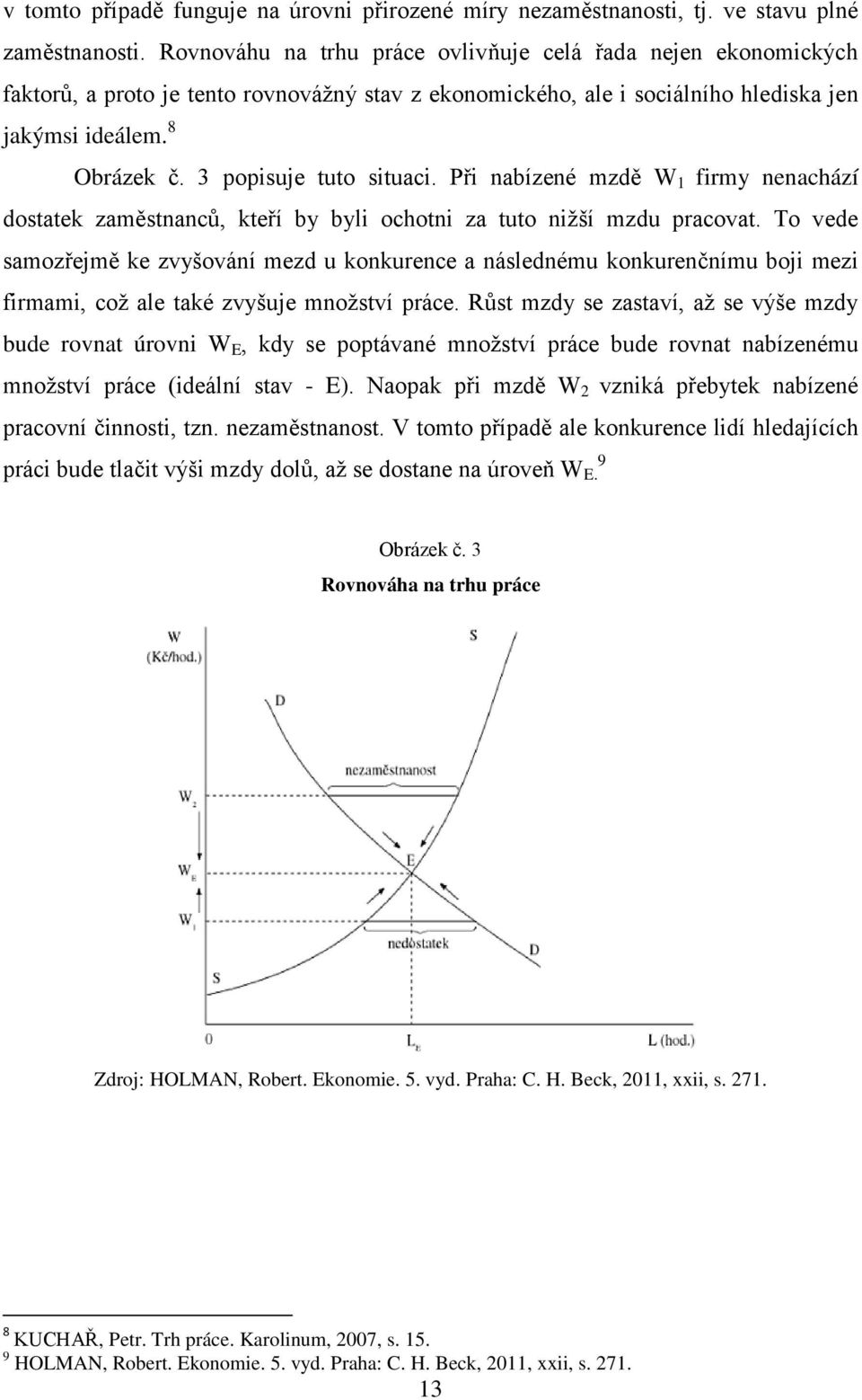 3 popisuje tuto situaci. Při nabízené mzdě W 1 firmy nenachází dostatek zaměstnanců, kteří by byli ochotni za tuto nižší mzdu pracovat.