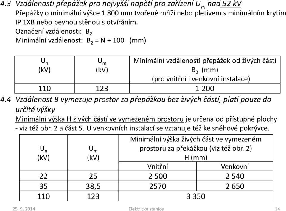 4 Vzdálenost B vymezuje prostor za přepážkou bez živých částí, platí pouze do určité výšky Minimální výška H živých částí ve vymezeném prostoru je určena od přístupné plochy - viz též obr. 2 a část 5.