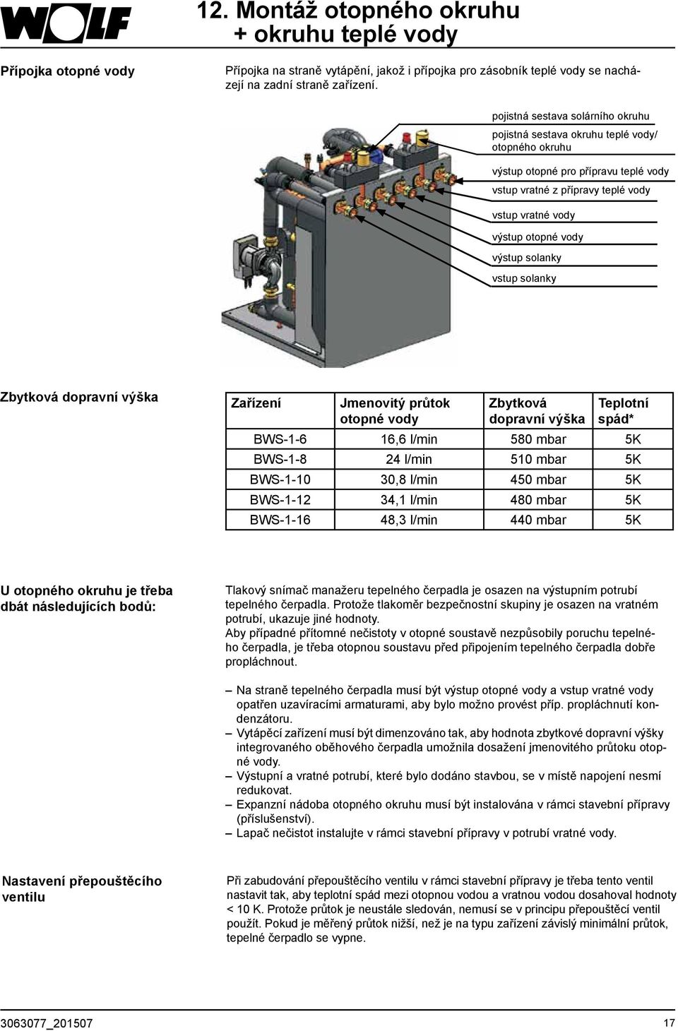 výstup solanky vstup solanky Zbytková dopravní výška Zařízení Jmenovitý průtok otopné vody Zbytková dopravní výška Teplotní spád* BWS-1-6 16,6 l/min 580 mbar 5K BWS-1-8 24 l/min 510 mbar 5K BWS-1-10