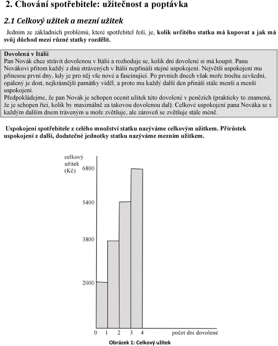 Dovolená v Itálii Pan Novák chce strávit dovolenou v Itálii a rozhoduje se, kolik dní dovolené si má koupit. Panu Novákovi přitom každý z dnů strávených v Itálii nepřináší stejné uspokojení.