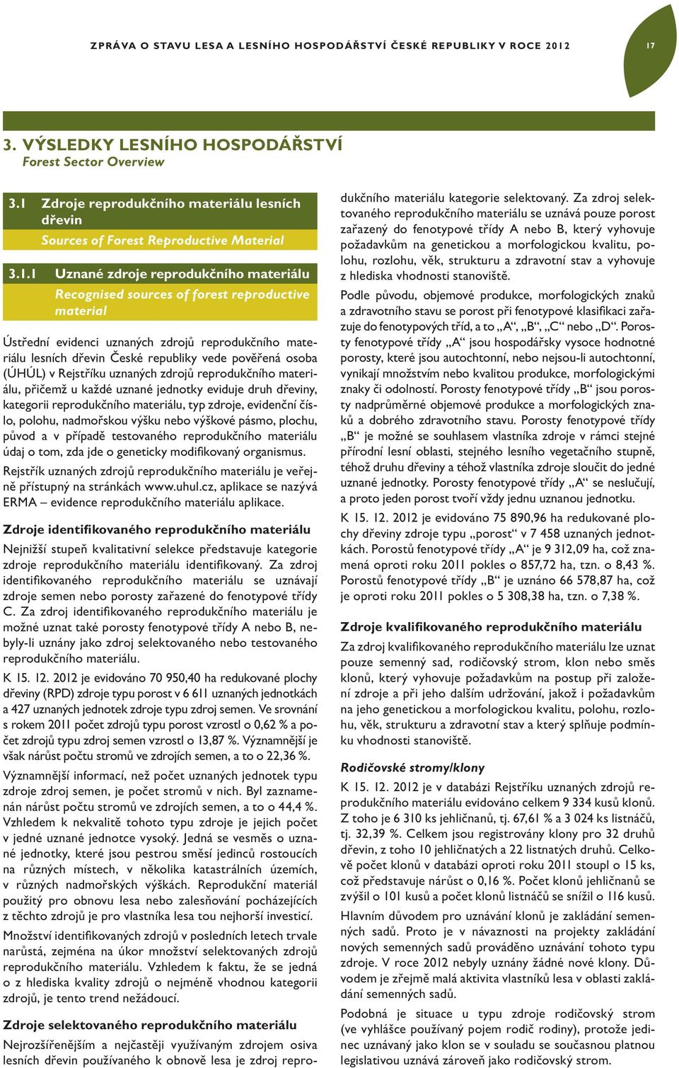 evidenci uznaných zdroj reproduk ního materiálu lesních d evin eské republiky vede pov ená osoba (ÚHÚL) v Rejst íku uznaných zdroj reproduk ního materiálu, p i emž u každé uznané jednotky eviduje