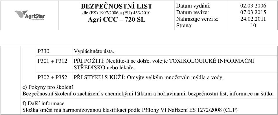 PŘI STYKU S KŮŽÍ: Omyjte velkým množstvím mýdla a vody.