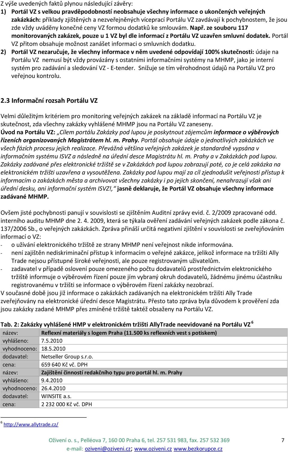 ze souboru 117 monitorovaných zakázek, pouze u 1 VZ byl dle informací z Portálu VZ uzavřen smluvní dodatek. Portál VZ přitom obsahuje možnost zanášet informaci o smluvních dodatku.