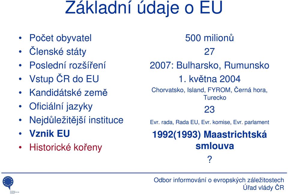 500 milionů 27 2007: Bulharsko, Rumunsko 1.