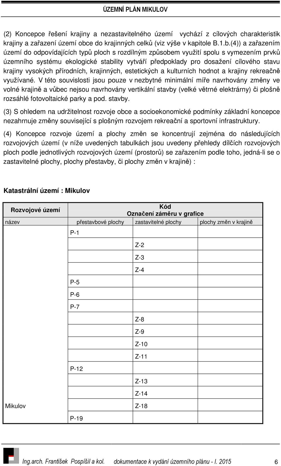 (4)) a zařazením území do odpovídajících typů ploch s rozdílným způsobem využití spolu s vymezením prvků územního systému ekologické stability vytváří předpoklady pro dosažení cílového stavu krajiny