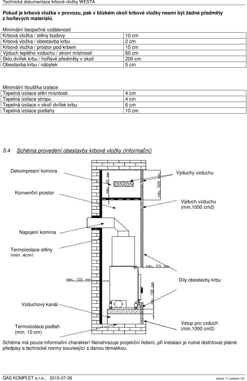 předměty v okolí Obestavba krbu / nábytek 10 cm 2 cm 15 cm 60 cm 200 cm 5 cm Minimální tloušťka izolace Tepelná izolace stěn mísntosti Tepelná izolace stropu Tepelná izolace v okolí dvířek krbu