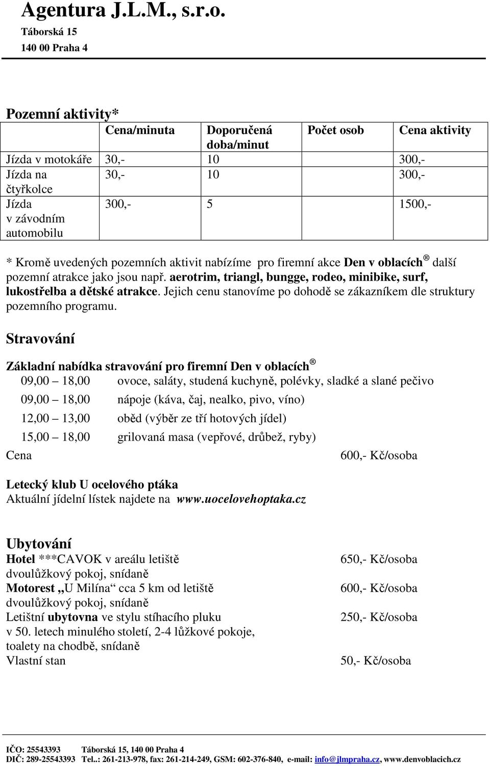 Jejich cenu stanovíme po dohodě se zákazníkem dle struktury pozemního programu.