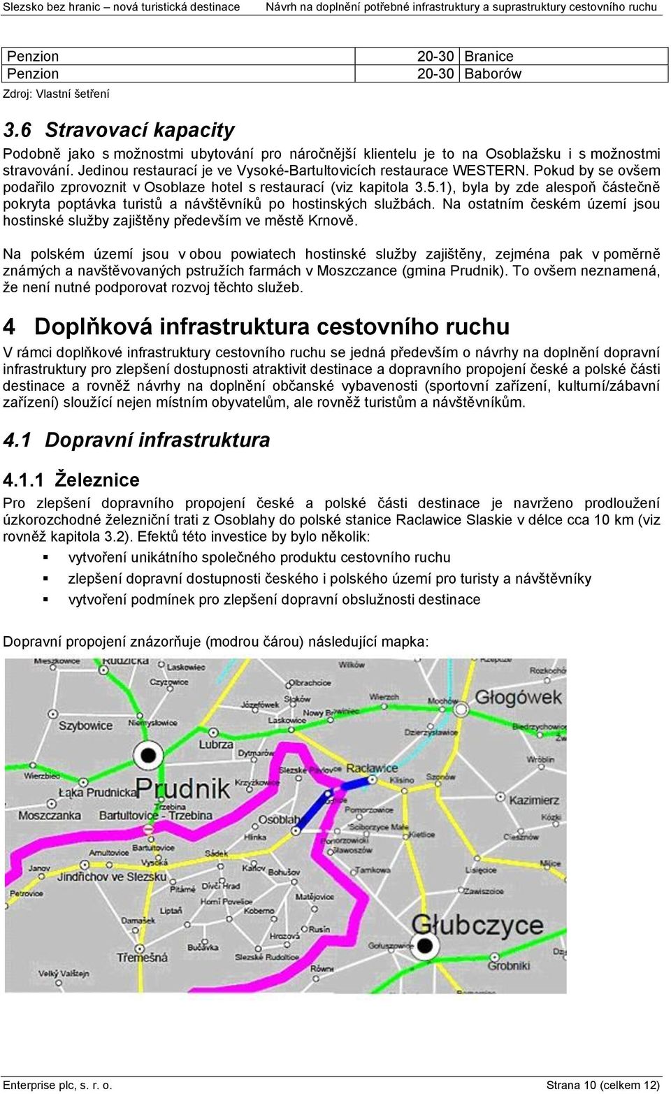 1), byla by zde alespoň částečně pokryta poptávka turistů a návštěvníků po hostinských sluţbách. Na ostatním českém území jsou hostinské sluţby zajištěny především ve městě Krnově.