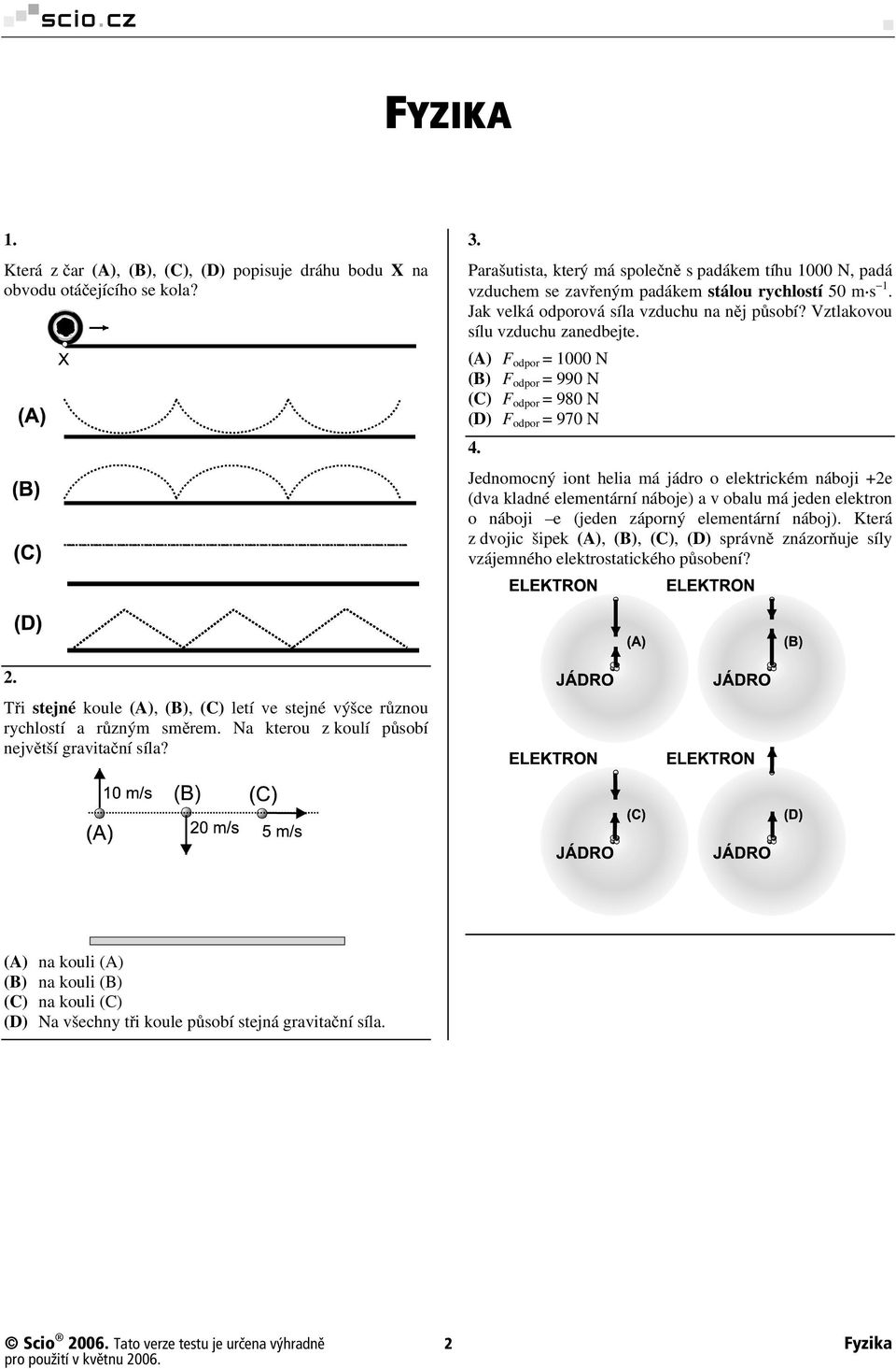 (A) F odpor = 1000 N (B) F odpor = 990 N (C) F odpor = 980 N (D) F odpor = 970 N 4.