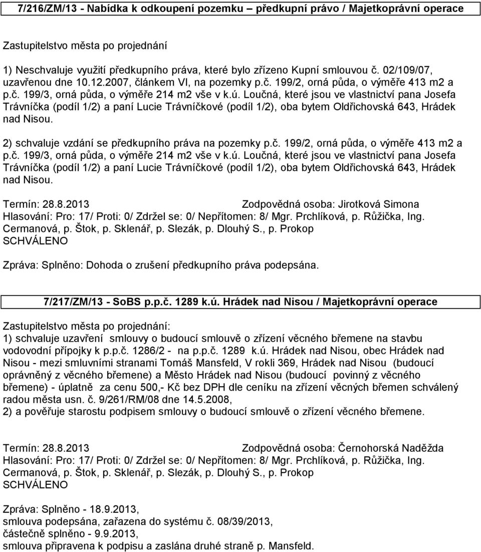 Loučná, které jsou ve vlastnictví pana Josefa Trávníčka (podíl 1/2) a paní Lucie Trávníčkové (podíl 1/2), oba bytem Oldřichovská 643, Hrádek nad Nisou.