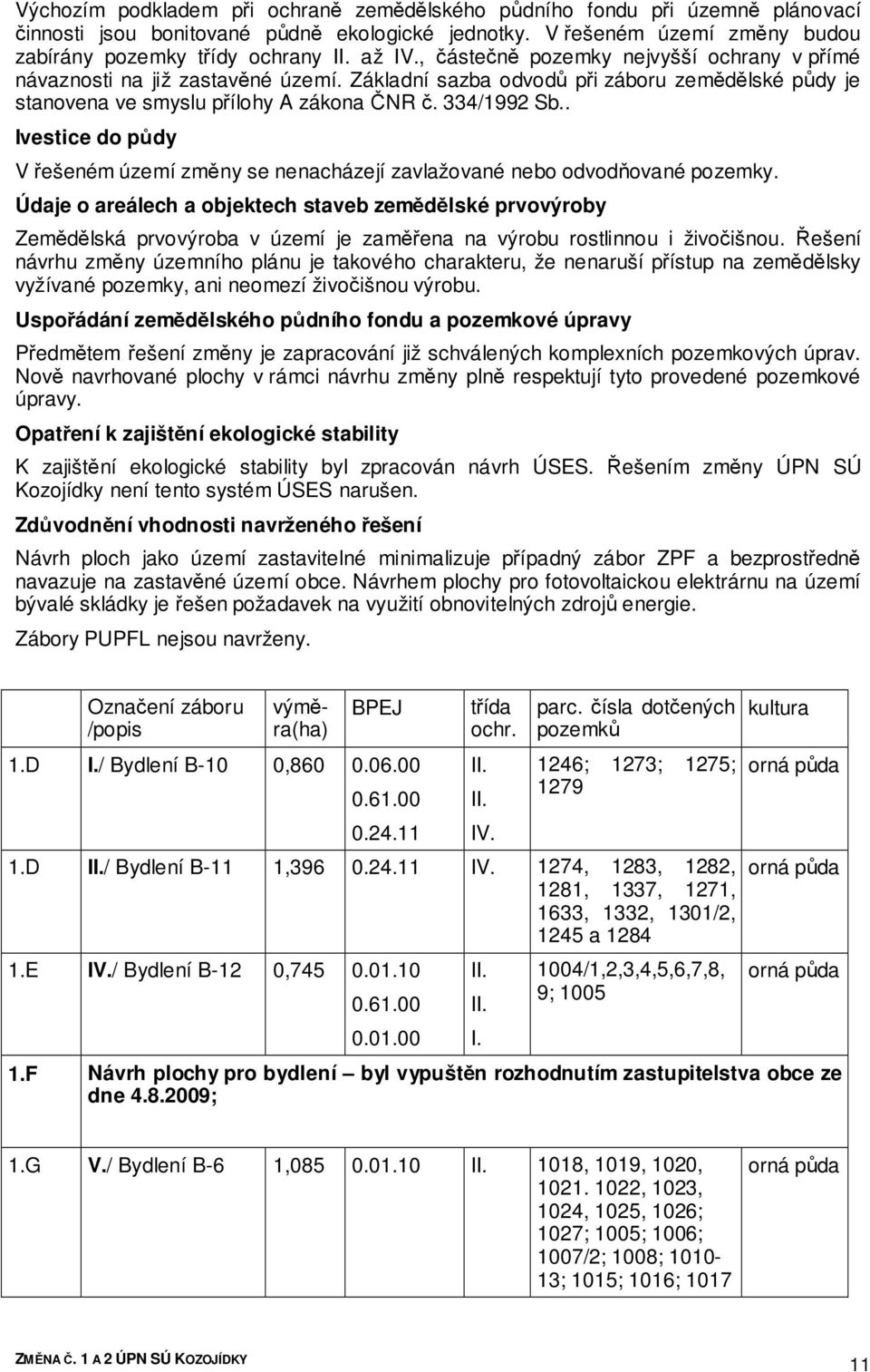 . Ivestice do půdy V řešeném území změny se nenacházejí zavlažované nebo odvodňované pozemky.