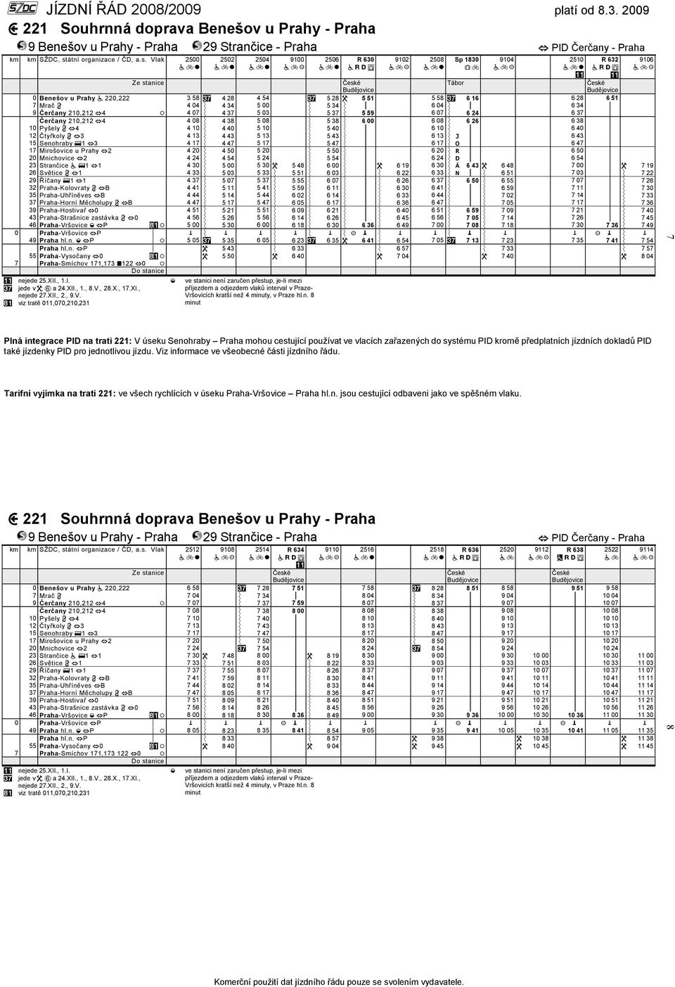 Vlak 2500 0 2502 0 2504 0 9100 K 2506 0 R 630 9102 K 2508 0 Sp 1830 ^ c 9104 K 2510 0 R 632 Tábor 0 Benešov u Prahy a 220,222 3 58 %* 4 28 4 54 %* 5 28 W 5 51 5 58 %* 6 16 6 28 6 51 7 Mrač 3 4 04 Ý 4