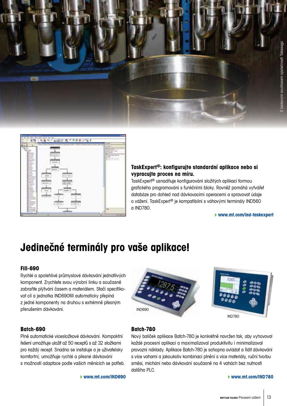 TaskExpert je kompatibilní s váhovými terminály IND560 a IND780. www.mt.com/ind-taskexpert Jedinečné terminály pro vaše aplikace!