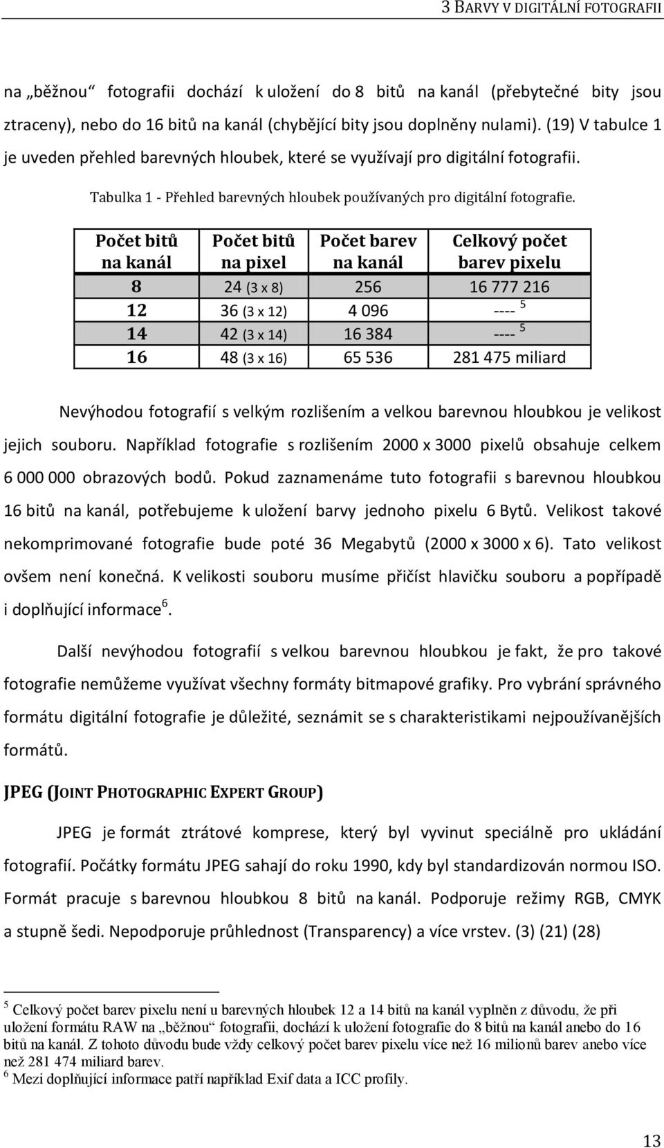 Počet bitů na kanál Počet bitů na pixel Počet barev na kanál Celkový počet barev pixelu 8 24 (3 x 8) 256 16 777 216 12 36 (3 x 12) 4 096 ---- 5 14 42 (3 x 14) 16 384 ---- 5 16 48 (3 x 16) 65 536 281