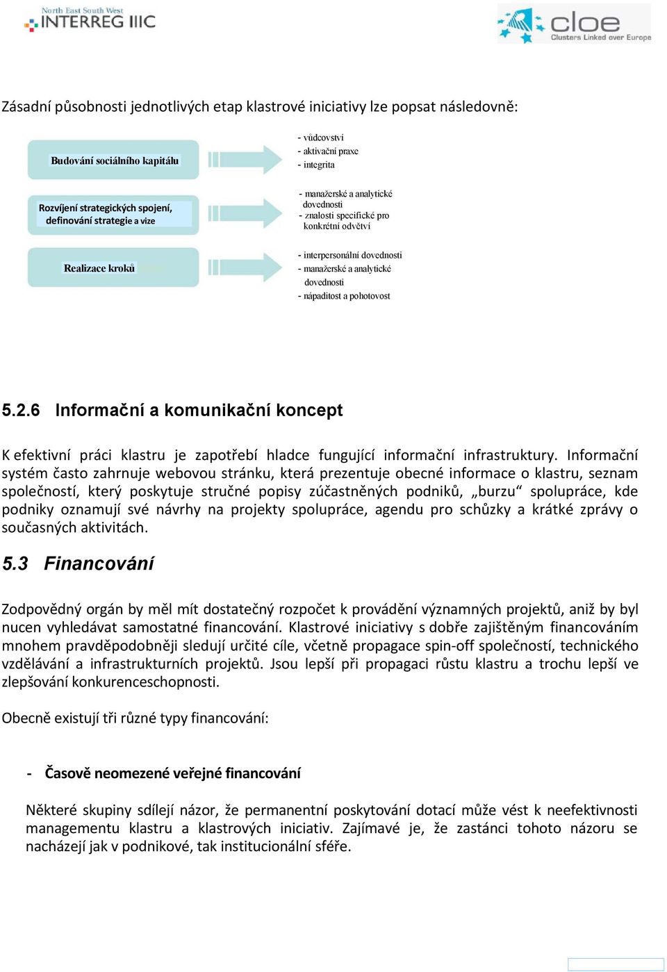 pohotovost 5.2.6 Informační a komunikační koncept K efektivní práci klastru je zapotřebí hladce fungující informační infrastruktury.