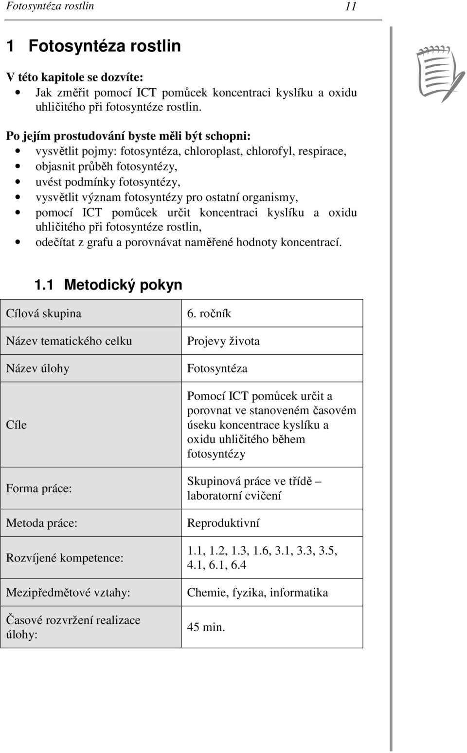 pro ostatní organismy, pomocí ICT pomůcek určit koncentraci kyslíku a oxidu uhličitého při fotosyntéze rostlin, odečítat z grafu a porovnávat naměřené hodnoty koncentrací. 1.